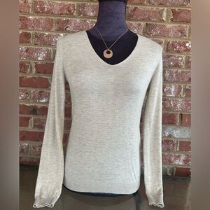 Mango V-Neck Cashmere Sweater - Beige